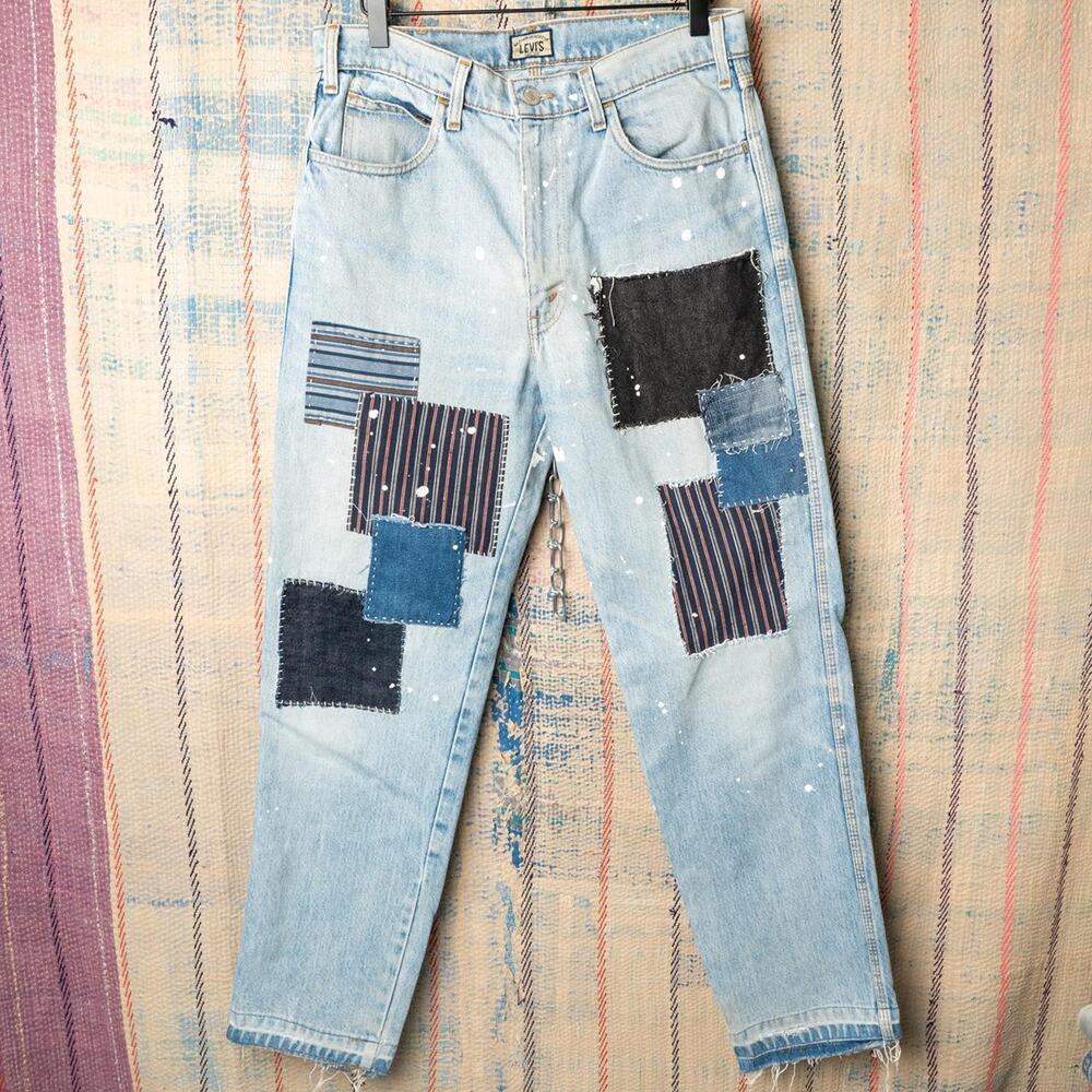 Custom handmade sashiko levis patchwork jeans size 31 x 30
